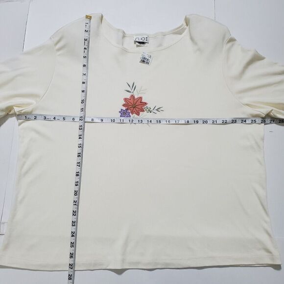 VTG CLIO II 90's Embroidered Floral Top Size 3X Plus Womens Deadstock NWT - Picture 6 of 10